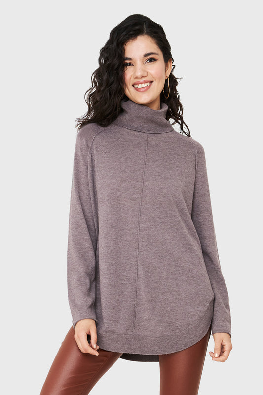Tejido Cuello Tortuga Holgado Taupe