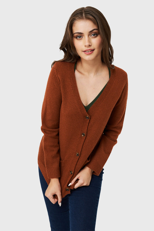 Cárdigan Abotonado Bolsillos Óxido
