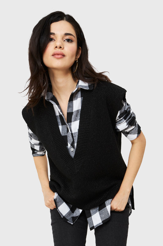 Chaleco Escote V Profundo Negro