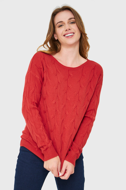 Sweater Patrón Trenzas Óxido