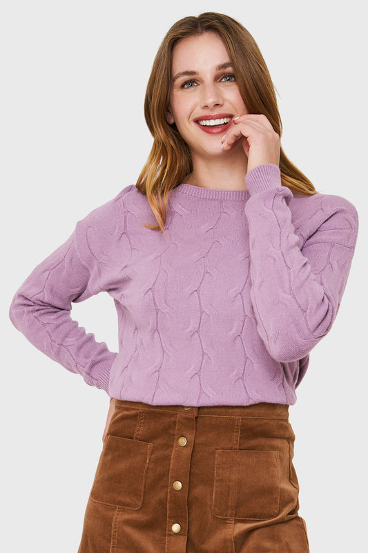 Sweater Patrón Trenzas Lila