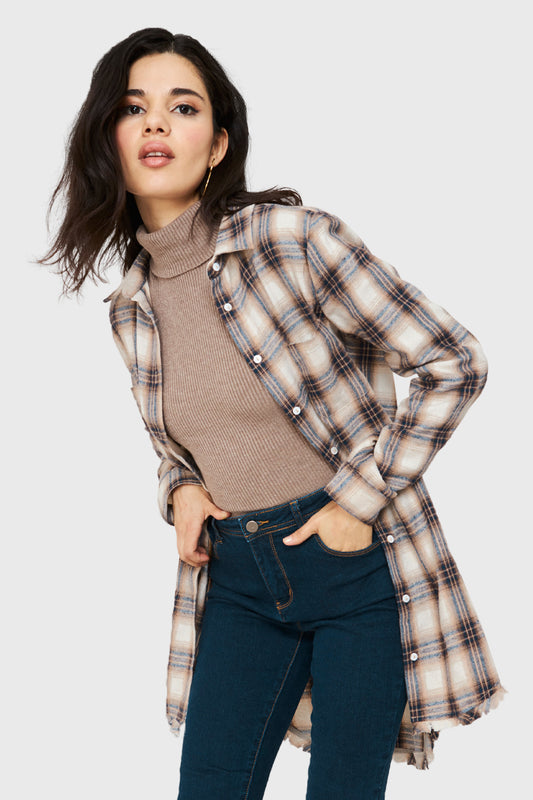 Camisa Cuadrillé Flecos Khaki