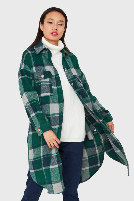 Sobrecamisa Larga Escocés Verde