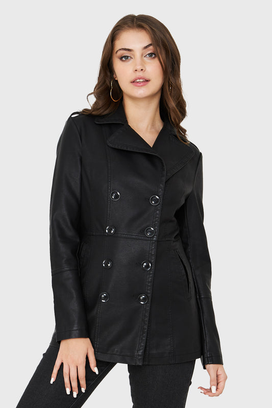 Chaqueta Marinero Ecocuero Negro