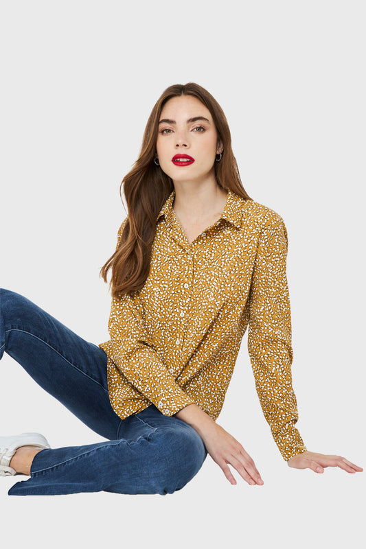 Blusa Lunares Irregulares Mostaza