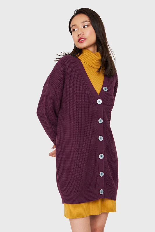 Cárdigan Básico Oversize Morado