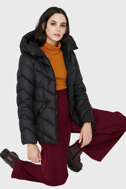Parka Corta Gorro Negro