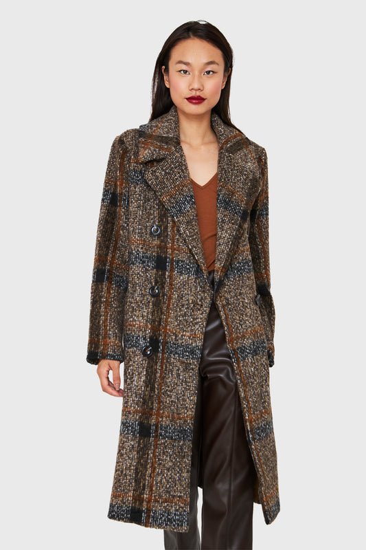 Abrigo Holgado Tartán Café