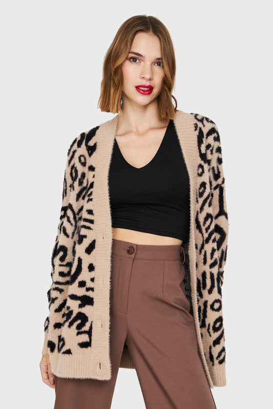 Cárdigan Leopard Beige