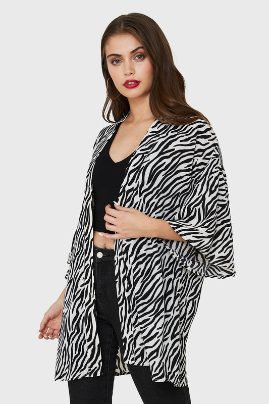 Kimono Animal Print Cebra Blanco