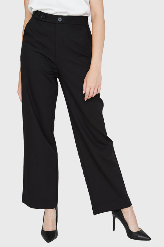 Pantalón Recto Botones Negro