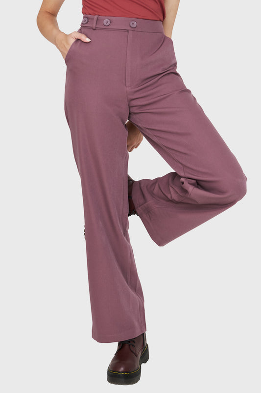 Pantalón Recto Botones Lila