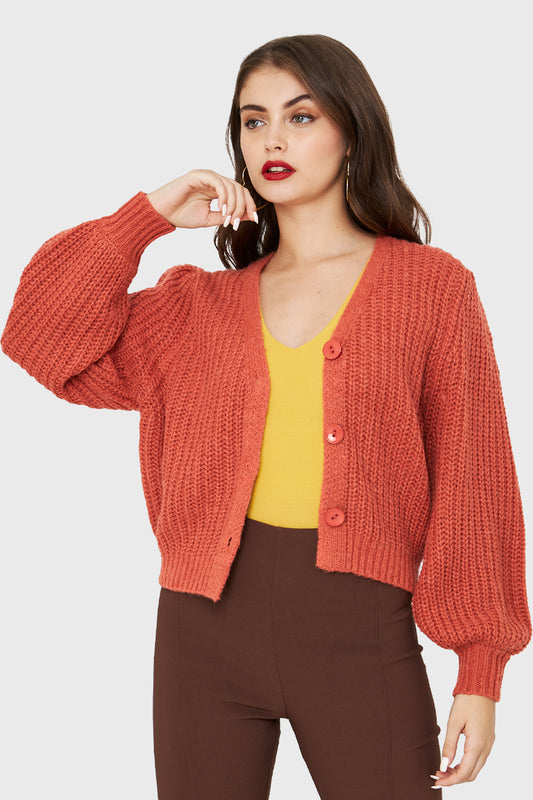 Cárdigan Corto Botones Cobre