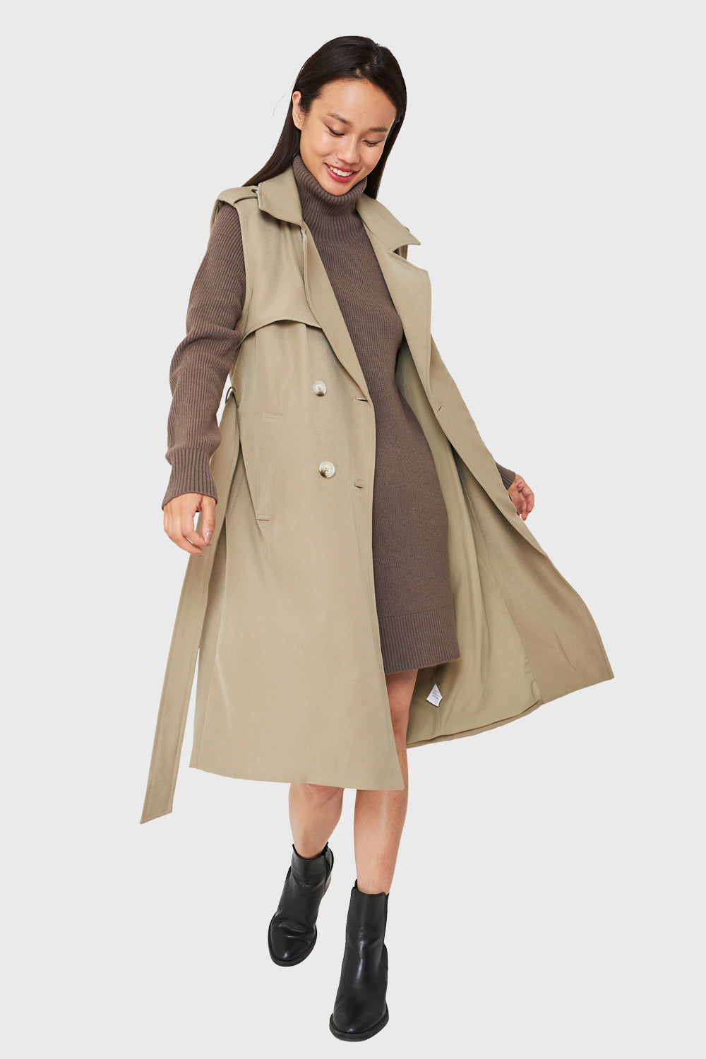 Trench Sin Mangas Taupe