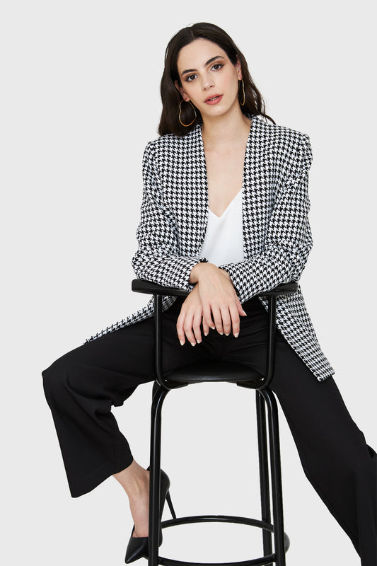 Blazer Pied De Poule Negro