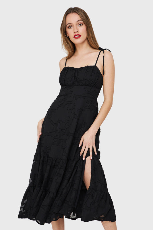 Vestido Faldón Encaje Floral Negro