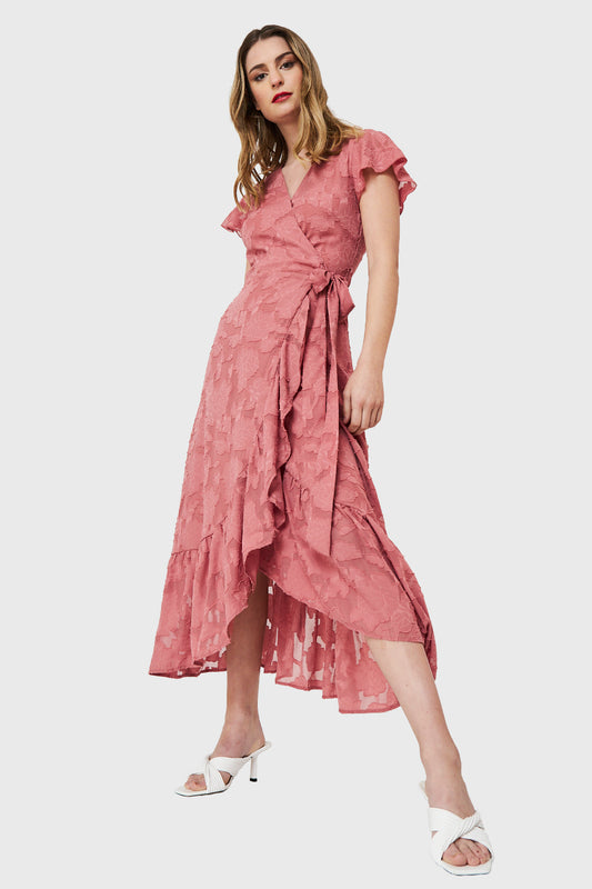 Vestido Envolvente Flores Rosa