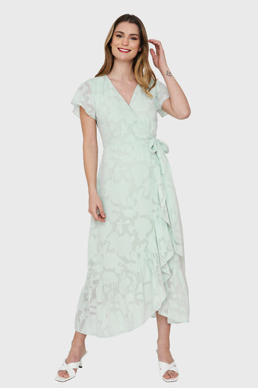 Vestido Envolvente Flores Menta