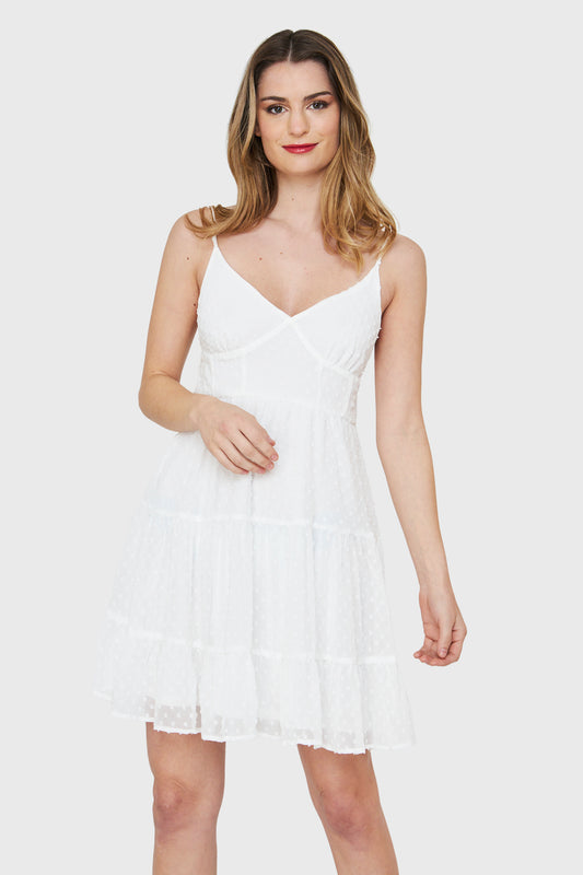 Vestido Corto Volantes Blanco