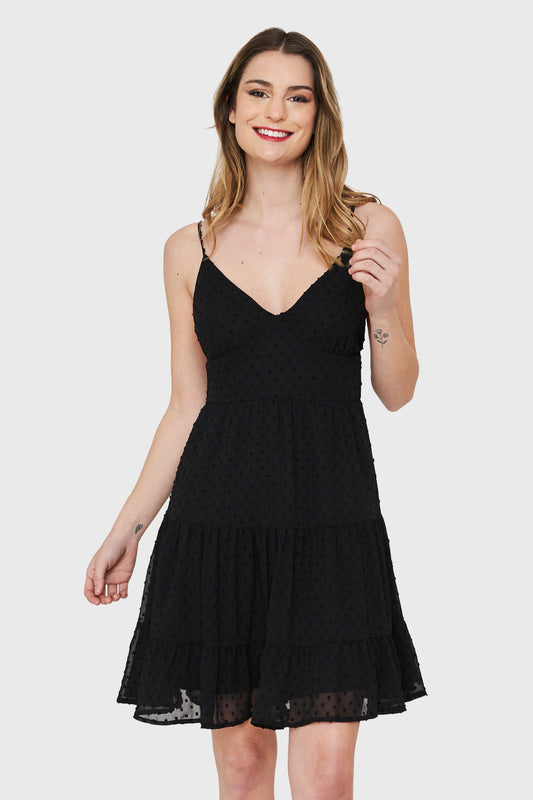 Vestido Corto Volantes Negro