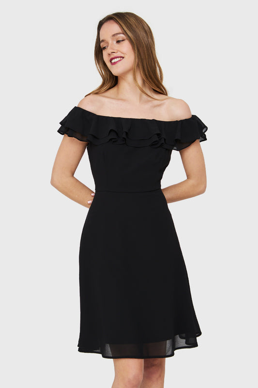 Vestido Escote Vuelo Negro