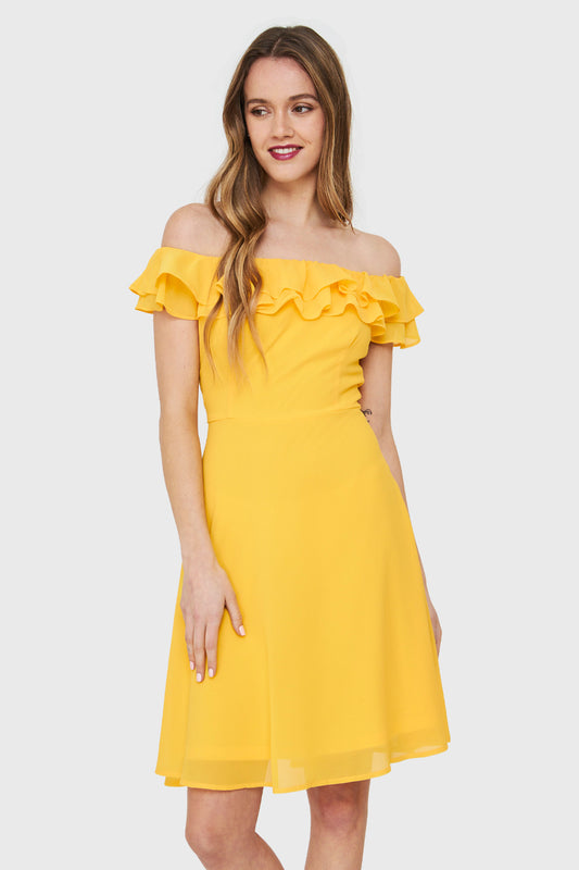 Vestido Escote Vuelo Amarillo