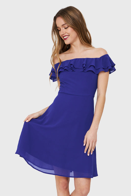 Vestido Escote Vuelo Azul Royal