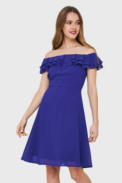 Vestido Escote Vuelo Azul Royal