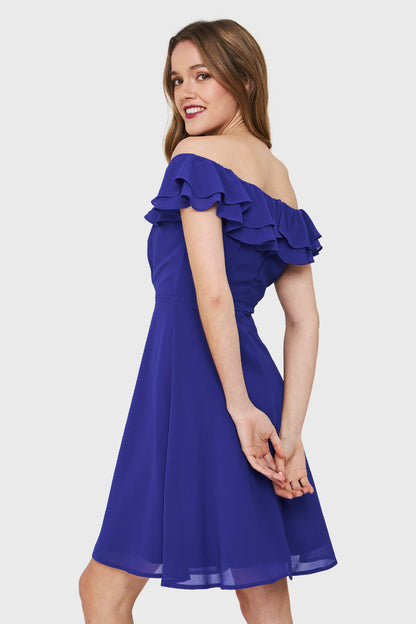 Vestido Escote Vuelo Azul Royal