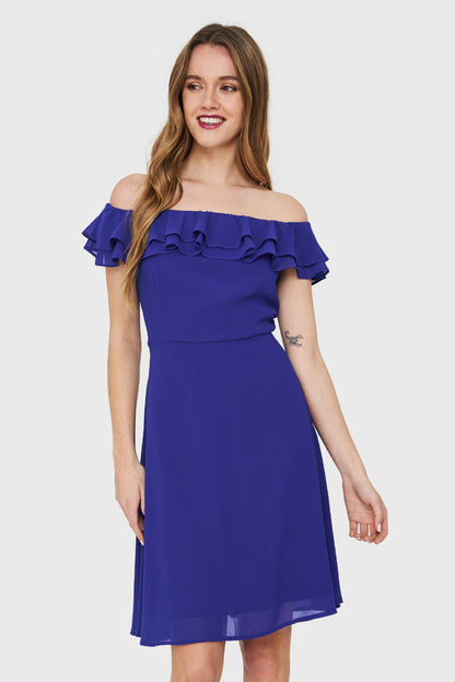 Vestido Escote Vuelo Azul Royal