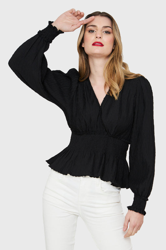 Blusa Peplum Tipo Crepé Negro