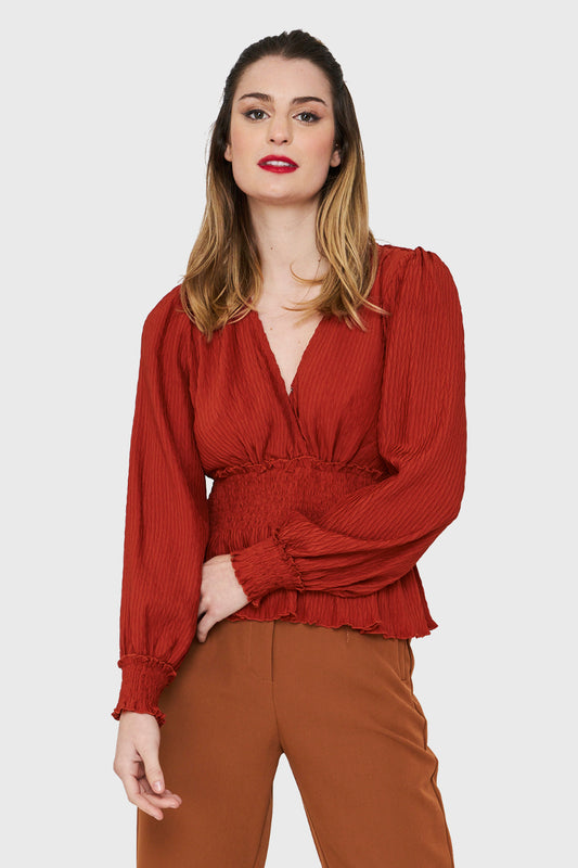 Blusa Peplum Tipo Crepé Óxido