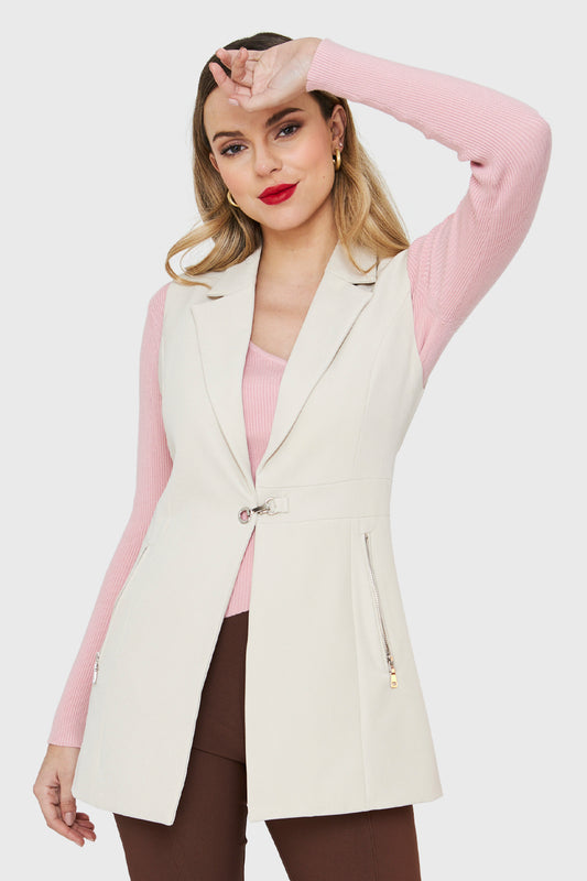 Blazer Sin Mangas Crema
