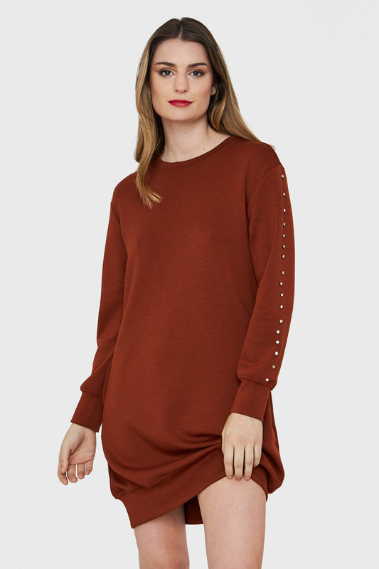 Vestido Polerón Detalles Brillos Óxido