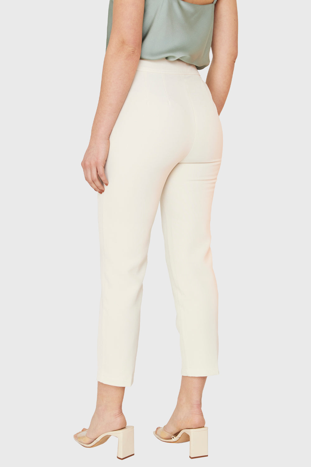 Pantalón Recto Tiro Alto Crema
