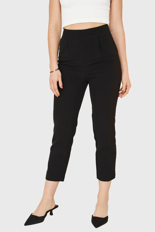 Pantalón Recto Tiro Alto Negro