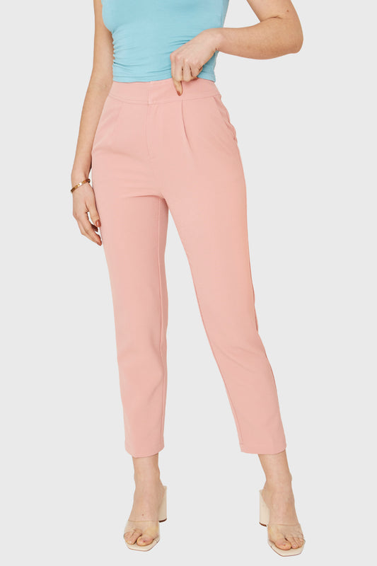 Pantalón Recto Tiro Alto Rosado