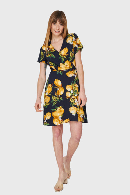 Vestido Limones Envolvente Azul Marino