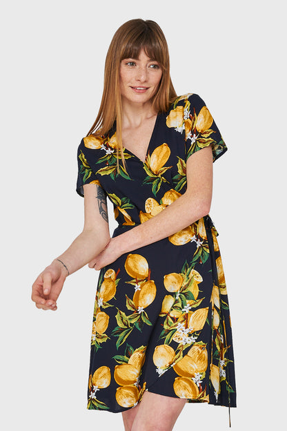 Vestido Limones Envolvente Azul Marino