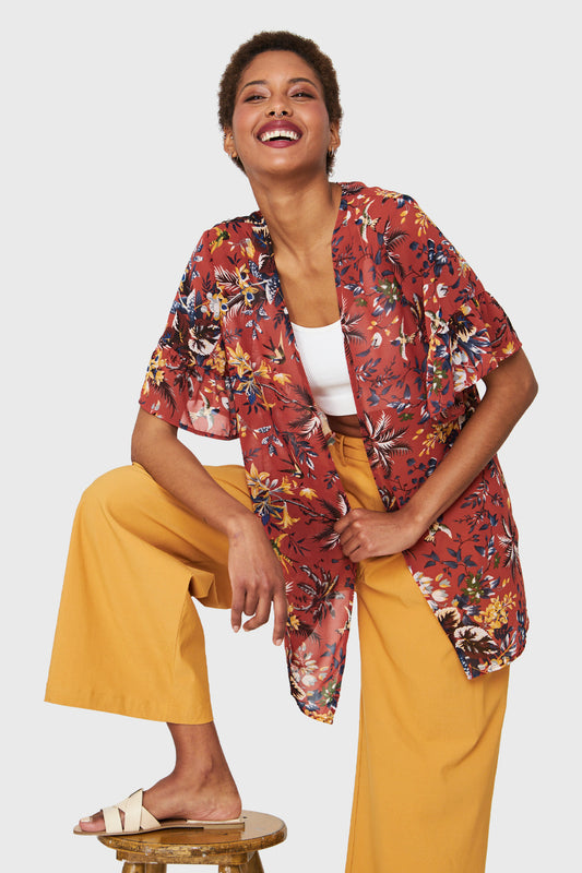 Kimono Floreado Óxido