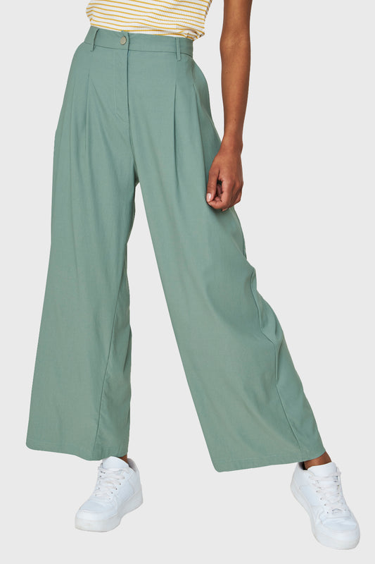 Pantalón Pinzas Palazzo Menta