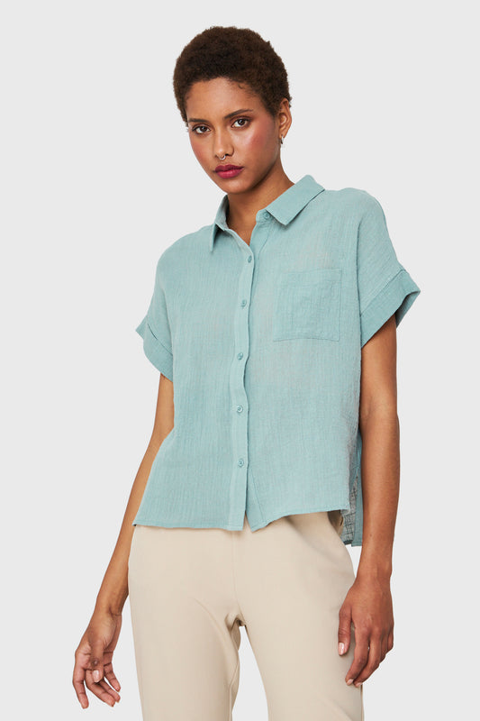 Camisa Bolsillo Manga Corta Menta