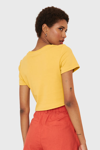 Polera Crop Etiqueta Fashion Amarillo