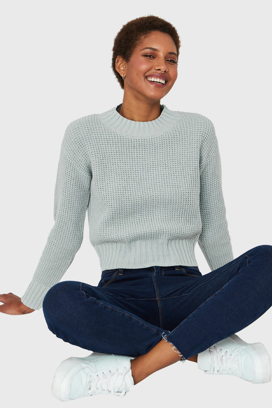 Sweater Crop Básico Menta