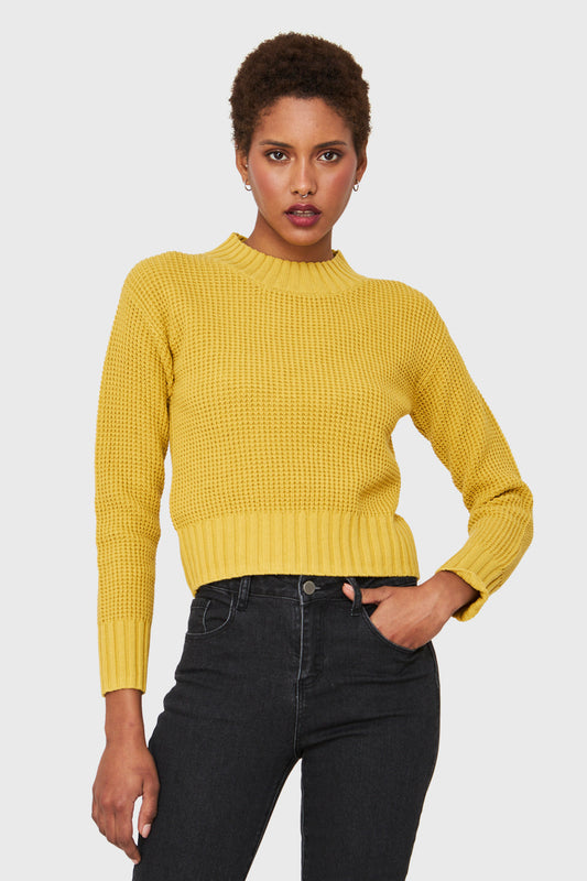 Sweater Crop Básico Amarillo