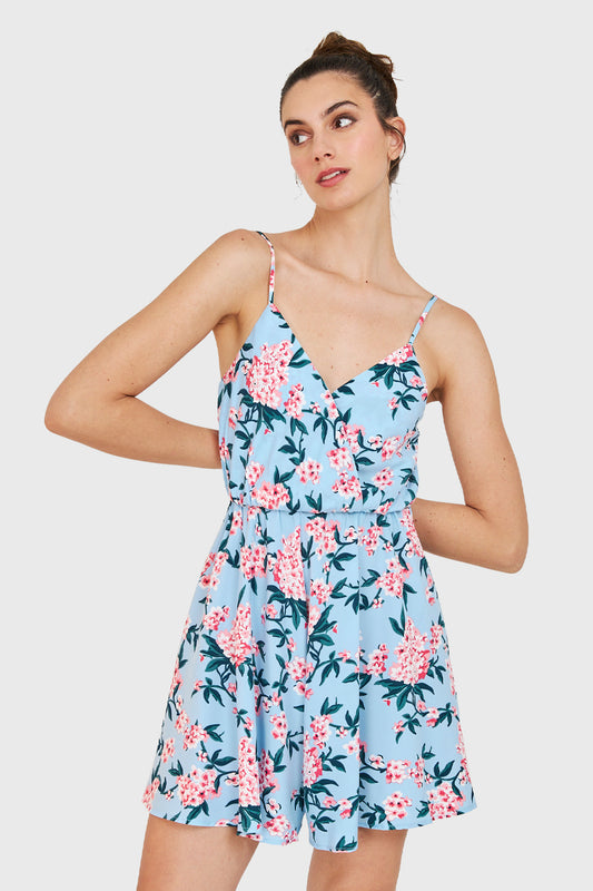 Enterito Corto Flores Celeste