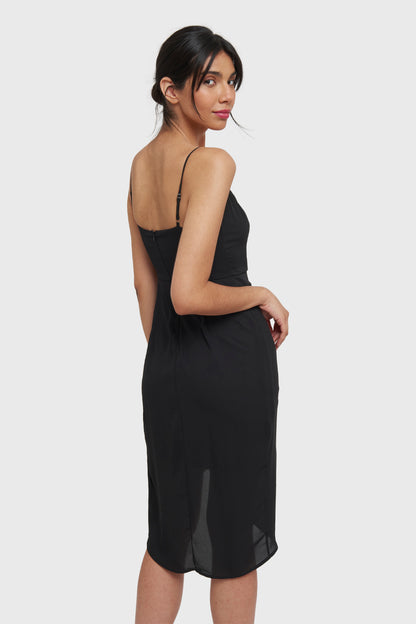 Vestido Pliegues Tulipán Negro