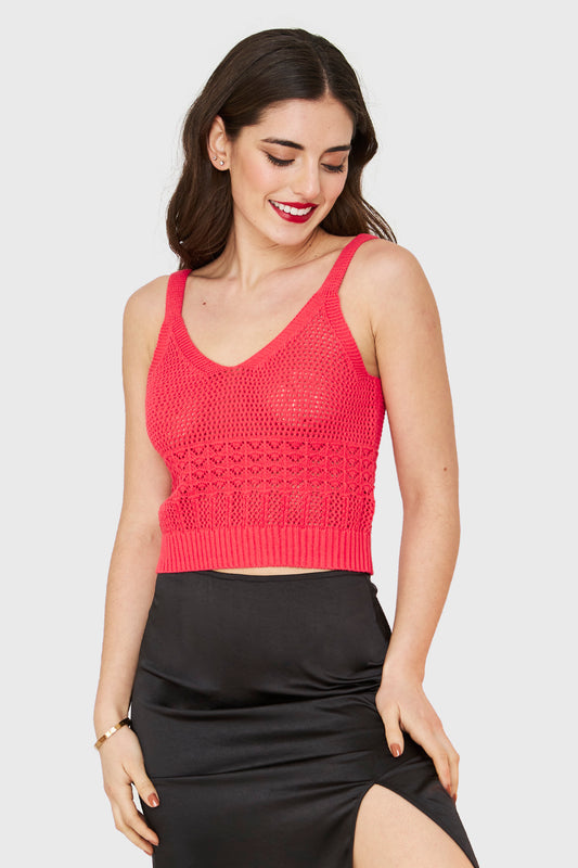 Crop Top Tipo Tejido Coral