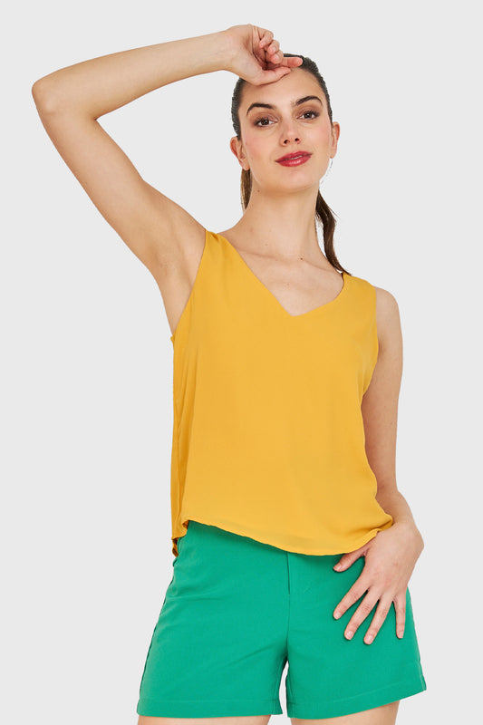 Blusa Básica Sin Mangas Amarillo