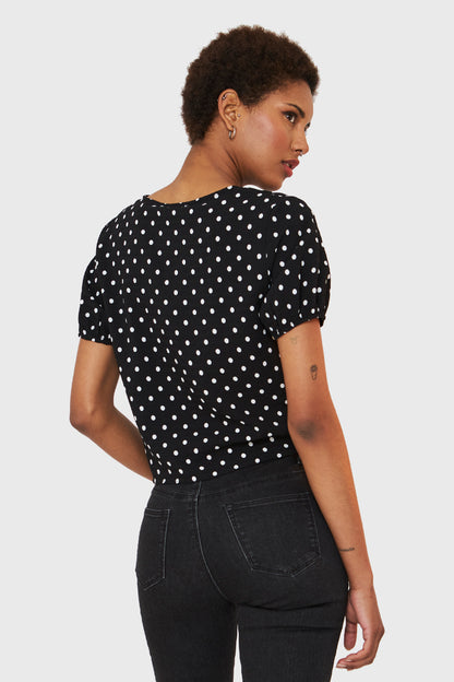 Blusa Lunares Y Nudo Negro